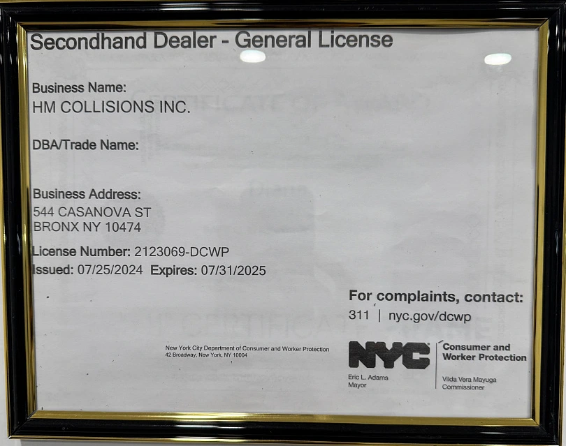 HM Collisions Inc. License